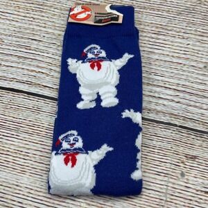 Ghostbusters Stay Puft Marshmallow Man Crew Socks Blue Mens Shoe Size 6-12 NEW